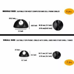 ABCRITAL Câble Clips De Cordon Pour Organisateur Pince De Support Pour Organisateur Système De Gestion De Cordon Auto-Adhésif Pour Charger Les Câbles De Casque Réseau Usb Pour Bureau De Voiture Bureau À Domicile (Paquet De 6 Silicone Noir) -Treuil, cric, palan et accessoires Soldes Boutique 34696438 5