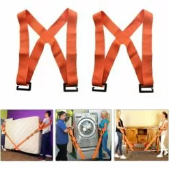 QDRECLOD Sangle Déménagement, Bretelles De Levage, Système De Levage Et De Déplacement De 2 Personnes Avec Coussin, Déplacez, Transportez Et Sécurisez Facilement Des Meubles, Objet Lourd Jusqu'à 400KG - Orange