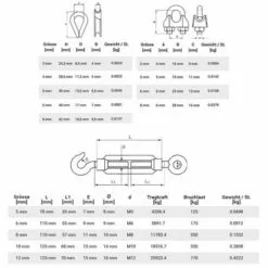 Seilwerk STANKE Câble D’acier Galvanisé Gainé (couche PVC) 5m Diam?tre 2mm 1x19, 4x Tendeur M5 ?il-Crochet, 16x Cosse-C?ur, 16x Serre-Câble ? étrier - SET 6 -Treuil, cric, palan et accessoires Soldes Boutique 36367773 4