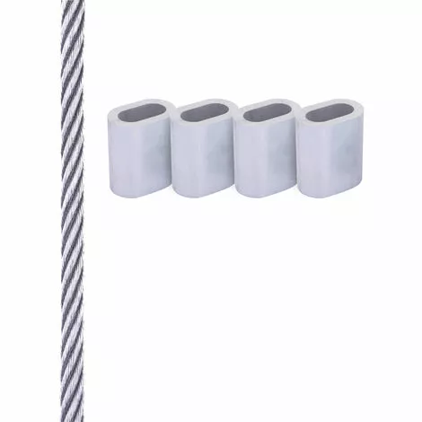 Seilwerk STANKE Support Pour Plantes Grimpantes, Garde-corps, Câble D'acier Galvanisé 2m 1x7 1mm, 4x Manchon De Serrage 2 Seilwerk STANKE Support Pour Plantes Grimpantes, Garde-corps, Câble D'acier Galvanisé 2m 1x7 1mm, 4x Manchon De Serrage – Image 2