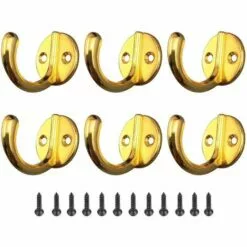 BRIDAY 6 Pièces Crochets Porte Manteau Vintage Crochets Muraux Métal Crochet De Patère Rétro Crochets Avec Vis Pour Chapeau Vêtements OTaille Unique - Or