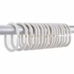 BETTERLIFE 30 Pcs Crochets De Rideau De Douche Noir, Crochets De Rideau De Douche En Plastique Bagues De Douche Glide Crochet De Douche Glide Pour Salle De Bain Rideau De Douche Rideau Tige Blanche