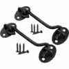 BETTERLIFE Crochet De Cabine Crochet Crochet Black, 2pcs Acier Inoxydable 150mm Verrou à Porille Robuste, Crochet Et Verrouillage Pour Garage, Porte, Fenêtre (6 Pouces)