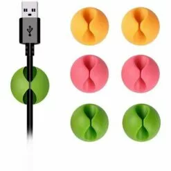 AIDUCHO Clips De Câble, Câble De Bureau, Clips De Fil De Bureau Pour Tout Votre Ordinateur, Câble électrique, De Charge Ou De Souris (coloré, 6 Pièces)