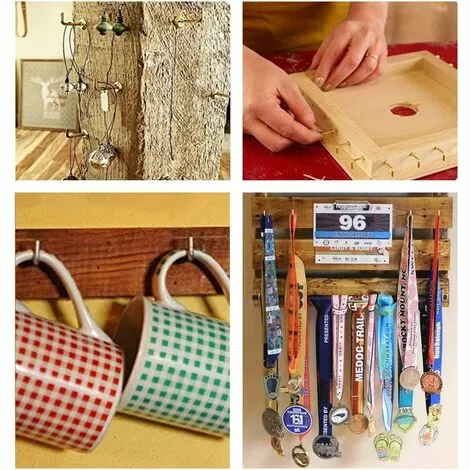 BETTERLIFE Vis Crochet, 120 Pcs 6 Tailles 6 Tailles Plaquées En Laiton Plaqué Métal Vis Auto-taraudeuse Crochet Crochet De Courbure Carré, L Crochets D'angle Droit Crochet Pour Suspendre Petit Truc 4 BETTERLIFE Vis Crochet, 120 Pcs 6 Tailles 6 Tailles Plaquées En Laiton Plaqué Métal Vis Auto-taraudeuse Crochet Crochet De Courbure Carré, L Crochets D'angle Droit Crochet Pour Suspendre Petit Truc – Image 4