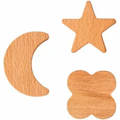 BETTERLIFE 3pcs Crochets En Bois Crochets En Bois De La Lune Naturel Décoration De La Lune De Décoration De La Lune Cintres Muraux Muraux Pour Pendage, Chapeau, Serviette, Foulard, Sac, Clé, Capuchon, Tasse, Etc. Avec Une Couleur De Bois