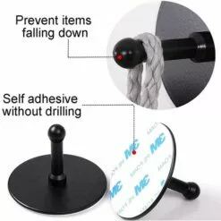 TRIOMPHE Crochets De Serviettes Adhésifs Pour La Salle De Bain Crochets Muraux Noirs Pour Suspendre La Serviette Collante Crochet Mural Heavy Duty Dutout Acier Inoxydable Stick Sur Le Mur 4 Paquets -Treuil, cric, palan et accessoires Soldes Boutique 39355366 3