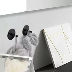 TRIOMPHE Crochets De Serviettes Adhésifs Pour La Salle De Bain Crochets Muraux Noirs Pour Suspendre La Serviette Collante Crochet Mural Heavy Duty Dutout Acier Inoxydable Stick Sur Le Mur 4 Paquets -Treuil, cric, palan et accessoires Soldes Boutique 39355366 5