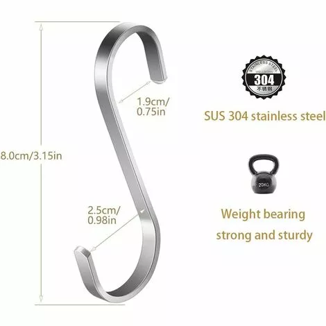 BETTERLIFE Lot De 10 Crochets En S De Suspension Multifonctions Crochets En Forme De S En Acier Inoxydable Crochet S Pour Salle De Bains Chambre Bureau Cuisine 2 BETTERLIFE Lot De 10 Crochets En S De Suspension Multifonctions Crochets En Forme De S En Acier Inoxydable Crochet S Pour Salle De Bains Chambre Bureau Cuisine – Image 2