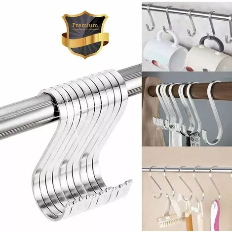 BETTERLIFE Lot De 10 Crochets En S De Suspension Multifonctions Crochets En Forme De S En Acier Inoxydable Crochet S Pour Salle De Bains Chambre Bureau Cuisine 4 BETTERLIFE Lot De 10 Crochets En S De Suspension Multifonctions Crochets En Forme De S En Acier Inoxydable Crochet S Pour Salle De Bains Chambre Bureau Cuisine – Image 4