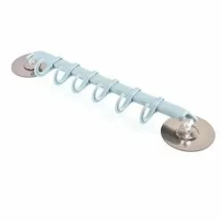 BETTERLIFE Porte Ustensiles Cuisine à 6 Crochets Ajustables, Rotatif Murale En Accroche Tringle Pour Salle De Bain, Salon, Barre, Bleu