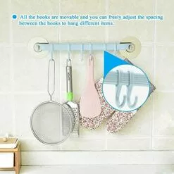 BETTERLIFE Porte Ustensiles Cuisine à 6 Crochets Ajustables, Rotatif Murale En Accroche Tringle Pour Salle De Bain, Salon, Barre, Bleu -Treuil, cric, palan et accessoires Soldes Boutique 39915087 5