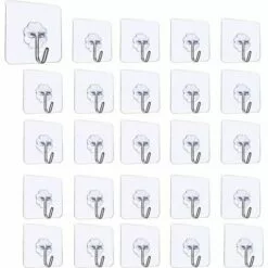 Crochets Adhésifs Transparents, Crochet Mural De Cuisine Avec Crochets Inoxydables Serviette De Bain Utilitaire Crochets De Plafond GrooFoo (20PCS)