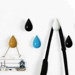 ALMI Lot De 2 Hook Pour Manteau Goutte D'eau Créatifs Crochet Décoration Murale Décoration Moderne, 7.5 X 4.8cm / Bleu