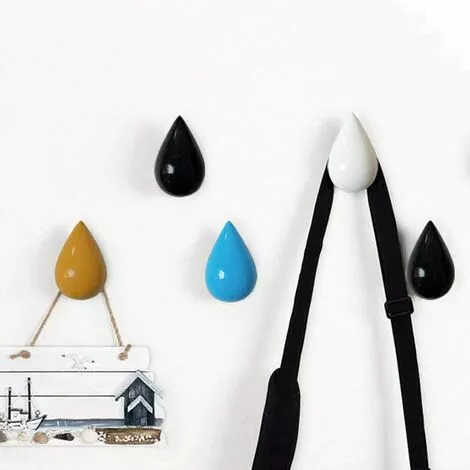 ALMI Lot De 2 Hook Pour Manteau Goutte D'eau Créatifs Crochet Décoration Murale Décoration Moderne, 7.5 X 4.8cm / Bleu 1 ALMI Lot De 2 Hook Pour Manteau Goutte D'eau Créatifs Crochet Décoration Murale Décoration Moderne, 7.5 X 4.8cm / Bleu