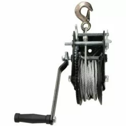 ECD GERMANY Treuil Manuel 1500 Kg Multifonctionnel Noir Avec Crochet Câble Métallique De 10m -Treuil, cric, palan et accessoires Soldes Boutique 41374711 4