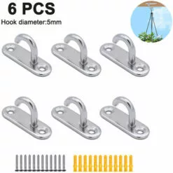 DEVENIRRICHE 6 Pcs En Acier Inoxydable Demi-Ouverture Crochet Mural Crochet Simple Crochet Support De Fixation Au Plafond 304 En Acier Inoxydable Oeil Crochet De Plafond Suspendu Pour Suspendre Panier De Plantes Ventilateur De Plafond, 5mm