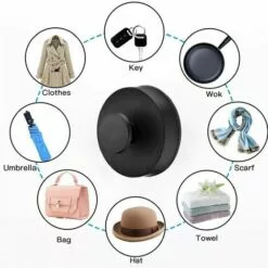 Crochets Serviette, Manteau Robe Vêtements Crochet Pour Salle De Bains Cuisine Chambre Hôtel Garage Style Mural Pour Porte De Placard Piscine GrooFoo (Noir*2) -Treuil, cric, palan et accessoires Soldes Boutique 42546628 4