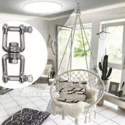 Crochet Pivotant Double Extrémité M8 Heavy Duty Crochet Rotatif à 360° Inox Accessoire à Suspendre Avec Boucles Amovibles Pour Gym Sac De Sable Corde Chaise Hamac Trapèze Balançoire De Yoga GrooFoo -Treuil, cric, palan et accessoires Soldes Boutique 42693620 4
