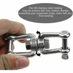 Crochet Pivotant Double Extrémité M8 Heavy Duty Crochet Rotatif à 360° Inox Accessoire à Suspendre Avec Boucles Amovibles Pour Gym Sac De Sable Corde Chaise Hamac Trapèze Balançoire De Yoga GrooFoo -Treuil, cric, palan et accessoires Soldes Boutique 42693620 5