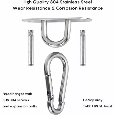 Crochet De Plafond, Lourds Crochet De Plafond Avec SUS304 Acier Inoxydable Pour Béton Bois Ensembles Yoga Hamac Chaise Accrochante Sac De Boxe Yoga, Capacité De Charge Jusqu'à 450KG GrooFoo (1 Pièces) 3 Crochet De Plafond, Lourds Crochet De Plafond Avec SUS304 Acier Inoxydable Pour Béton Bois Ensembles Yoga Hamac Chaise Accrochante Sac De Boxe Yoga, Capacité De Charge Jusqu'à 450KG GrooFoo (1 Pièces) – Image 3