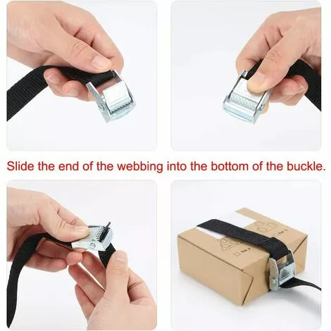 HIASDFLS 10Pcs 2*39Cm Sangle D'Arrimage Kit De Fixation Pour Moto/ Voiture/ Porte Vélo Sangle De Serrage Charge Maximale 500 Kg - Noir 4 HIASDFLS 10Pcs 2*39Cm Sangle D'Arrimage Kit De Fixation Pour Moto/ Voiture/ Porte Vélo Sangle De Serrage Charge Maximale 500 Kg - Noir – Image 4