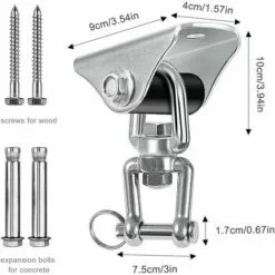 BRIDAY Crochet De Plafond Enfant Adulte SUS 304 Acier Inoxydable 360° Crochets De Plafond Suspension Accessoires Avec 4 Vis Balancelles 500Kg Capacité -Treuil, cric, palan et accessoires Soldes Boutique 43154991 4