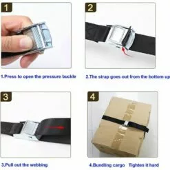 TANABATA Tendeur à Cliquet Sangle à Griffe Sangles D'arrimage Sangle De Fixation - Sangles De Serrage 6 Pièces 25mm X 500mm Kit Sangle D'arrimage Noir Pour Transport Moto, Camion Sangle Arrimage, Charge Maximale 250 Kg -Treuil, cric, palan et accessoires Soldes Boutique 43186662 3