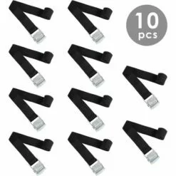 BAMNY 10PCS Sangle D'Arrimage, 2*40CM Kit De Fixation Avec Sangle De Serrage Boucle De Serrage, Pour Moto, Voiture, Porte Vélo, Puissance De Traction: 800 Kg / Pièce(40CM, Nior)