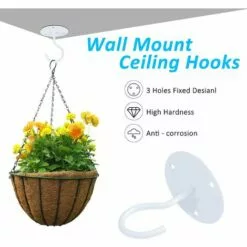 Crochet De Plafond Montage à Visser Crochet Mural Supérieur Pour Suspendus Lumière, Triomphe Panier De Plantes Jardin, Jardinières, Mangeoires à Oiseaux, Lanternes, Carillons éoliens, Moustiquaire (2pcs) Blanche -Treuil, cric, palan et accessoires Soldes Boutique 43997836 3