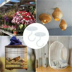Crochet De Plafond Montage à Visser Crochet Mural Supérieur Pour Suspendus Lumière, Triomphe Panier De Plantes Jardin, Jardinières, Mangeoires à Oiseaux, Lanternes, Carillons éoliens, Moustiquaire (2pcs) Blanche -Treuil, cric, palan et accessoires Soldes Boutique 43997836 4