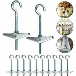 SUPERMARKET 12 Pcs Crochets De Plafond M5 / 90mm Crochet De Fixation Au Plafond En Acier Au Carbone Ressorts A Bascule Aile Boulons Crochets De Plafond Antirouille Pour Plafond Plantes Mur Maison,Superma