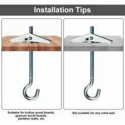 SUPERMARKET 12 Pcs Crochets De Plafond M5 / 90mm Crochet De Fixation Au Plafond En Acier Au Carbone Ressorts A Bascule Aile Boulons Crochets De Plafond Antirouille Pour Plafond Plantes Mur Maison，Superma -Treuil, cric, palan et accessoires Soldes Boutique 47157259 4