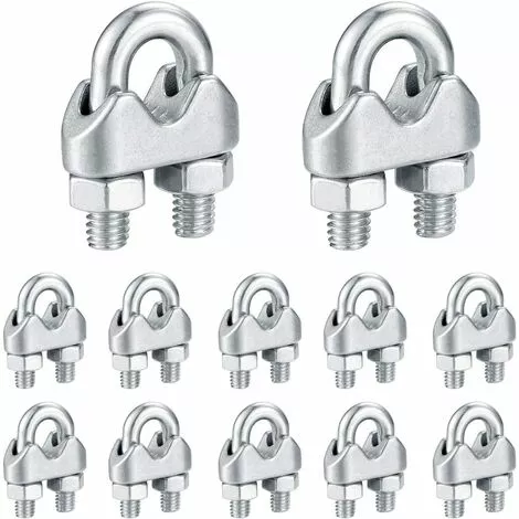 M6 Serre Câbles, Attaches Pour Câbles Métalliques Acier Inoxydable, Clip Boulons En U De Câble, Pour Connecter La Corde à Linge De La Visière,Starlight,16 Pcs 1 M6 Serre Câbles, Attaches Pour Câbles Métalliques Acier Inoxydable, Clip Boulons En U De Câble, Pour Connecter La Corde à Linge De La Visière,Starlight,16 Pcs