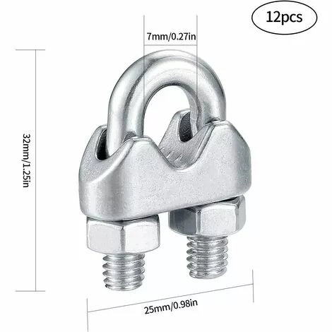 M6 Serre Câbles, Attaches Pour Câbles Métalliques Acier Inoxydable, Clip Boulons En U De Câble, Pour Connecter La Corde à Linge De La Visière,Starlight,16 Pcs 2 M6 Serre Câbles, Attaches Pour Câbles Métalliques Acier Inoxydable, Clip Boulons En U De Câble, Pour Connecter La Corde à Linge De La Visière,Starlight,16 Pcs – Image 2