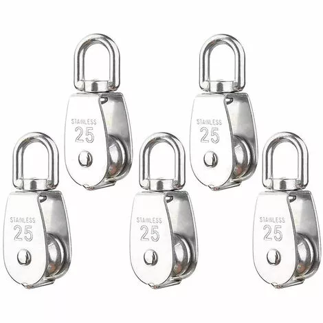 ELLE Poulie Simple En Acier Inoxydable M25 304, Poulie à Poulie Simple 25 MM, Câble De Câble Métallique Lisse à Crochet Pivotant Pour Grue (5 Pièces) 1 ELLE Poulie Simple En Acier Inoxydable M25 304, Poulie à Poulie Simple 25 MM, Câble De Câble Métallique Lisse à Crochet Pivotant Pour Grue (5 Pièces)