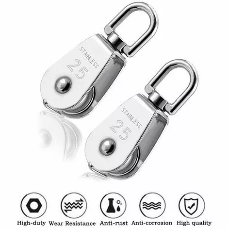 ELLE Poulie Simple En Acier Inoxydable M25 304, Poulie à Poulie Simple 25 MM, Câble De Câble Métallique Lisse à Crochet Pivotant Pour Grue (5 Pièces) 2 ELLE Poulie Simple En Acier Inoxydable M25 304, Poulie à Poulie Simple 25 MM, Câble De Câble Métallique Lisse à Crochet Pivotant Pour Grue (5 Pièces) – Image 2