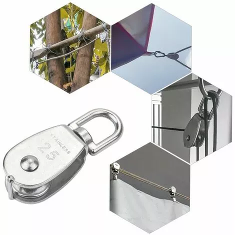 ELLE Poulie Simple En Acier Inoxydable M25 304, Poulie à Poulie Simple 25 MM, Câble De Câble Métallique Lisse à Crochet Pivotant Pour Grue (5 Pièces) 5 ELLE Poulie Simple En Acier Inoxydable M25 304, Poulie à Poulie Simple 25 MM, Câble De Câble Métallique Lisse à Crochet Pivotant Pour Grue (5 Pièces) – Image 5