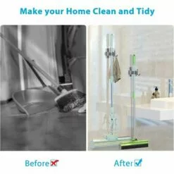 SUPERMARKET 4 Pièces Porte Balai, Auto Adhésif Accroche Balai Mural Sans Perçage, Mop Support Avec Crochets Pour Cuisine Salle De Bain Jardin Argenté, Superma -Treuil, cric, palan et accessoires Soldes Boutique 49196685 3