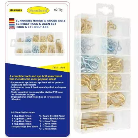 STANFORD Boîte Assortiment De Crochet Oeil 92 Pièces 1 STANFORD Boîte Assortiment De Crochet Oeil 92 Pièces