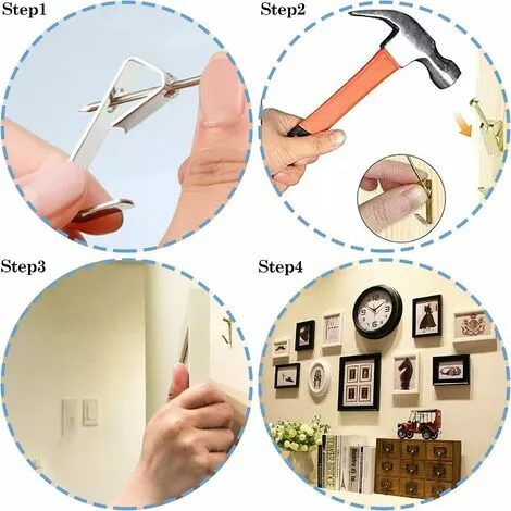 Crochets Pour Cadre Photo, Betterlife Ensemble De 50 Crochets Muraux En Métal De 50 Lb Crochets Pour Photo Avec Clous Crochet Photo Robuste Pour Cadres Photo Murs En Plaques De Plâtre Horloge Miroir 3 Crochets Pour Cadre Photo, Betterlife Ensemble De 50 Crochets Muraux En Métal De 50 Lb Crochets Pour Photo Avec Clous Crochet Photo Robuste Pour Cadres Photo Murs En Plaques De Plâtre Horloge Miroir – Image 3