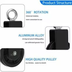 TINOR Poulie Pour Cable, Poulie Musculation Avec Sangle De Suspension Et Mousqueton Poulie De Levage Pivotant à Poulie Simple (2Pcs) -Treuil, cric, palan et accessoires Soldes Boutique 52065031 4