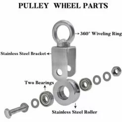 TINOR Poulie De Poulie Pour Cordes En Acier Inoxydable 304, Charge Maximale 200kg 8 TINOR Poulie De Poulie Pour Cordes En Acier Inoxydable 304, Charge Maximale 200kg -Treuil, cric, palan et accessoires Soldes Boutique 52065042 4