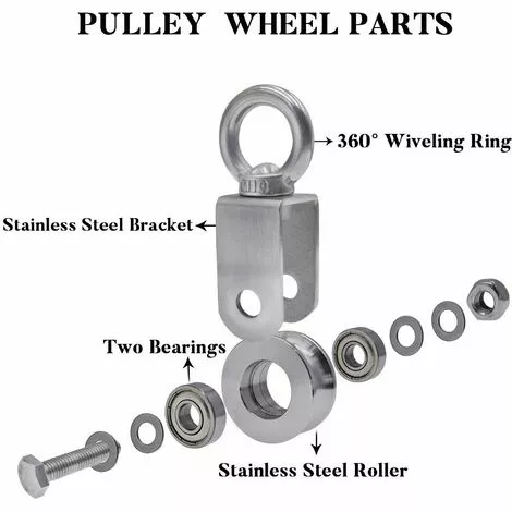 TINOR Poulie De Poulie Pour Cordes En Acier Inoxydable 304, Charge Maximale 200kg 4 TINOR Poulie De Poulie Pour Cordes En Acier Inoxydable 304, Charge Maximale 200kg – Image 4