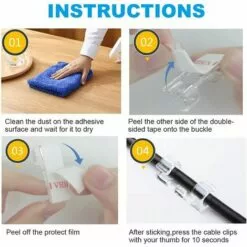 ALMI 60Pcs Clips Câble, Clips Rangement De Câble Avec De Tampons Auto Adhésifs Solides, Organiseur De Fils Electriques Pour Câbles Dans Une Maison/Bureau 8 ALMI 60Pcs Clips Câble, Clips Rangement De Câble Avec De Tampons Auto Adhésifs Solides, Organiseur De Fils Electriques Pour Câbles Dans Une Maison/Bureau -Treuil, cric, palan et accessoires Soldes Boutique 52065627 4