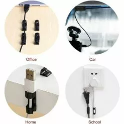 ALMI Cable Management, Range Cable, Rangements Bureau De Câbles, Attache Cable Adhesif, 100Pcs Clips Cable Adhésifs, Gestionde Câble Support Organiseur De Fils Electriques -Treuil, cric, palan et accessoires Soldes Boutique 52065744 4