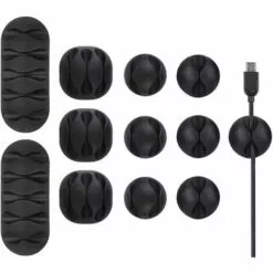 READCLY 12 Pack Clips De Câble Durable, Rangements De Câbles Et Serre-câbles, Organiseur Et Gestion De Bureau Pour TV PC Ordinateur Portable Maison Etc, Noir