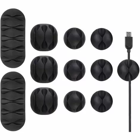 READCLY 12 Pack Clips De Câble Durable, Rangements De Câbles Et Serre-câbles, Organiseur Et Gestion De Bureau Pour TV PC Ordinateur Portable Maison Etc, Noir 1 READCLY 12 Pack Clips De Câble Durable, Rangements De Câbles Et Serre-câbles, Organiseur Et Gestion De Bureau Pour TV PC Ordinateur Portable Maison Etc, Noir