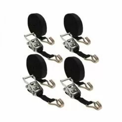 Lot De 4 Sangles D'arrimage Avec Tendeur à Cliquet Et 2 Crochets - 35 Mm X 7 M - Noir - Linxor - Noir