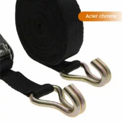 Lot De 4 Sangles D'arrimage Avec Tendeur à Cliquet Et 2 Crochets - 35 Mm X 7 M - Noir - Linxor - Noir -Treuil, cric, palan et accessoires Soldes Boutique 52884189 3